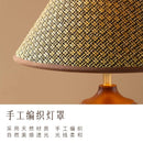 Axyaa Retro Wooden Table Lamp LED Fabric Lampshade Creative Rotundity Base Desk Light