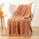 Axyaa Boho Cable Knit Throw Blanket with Tassels for Bed and Sofa