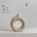 Axyaa Circular Hollow Vase: Donuts Ceramic Flower Vase for Home & Office Decor