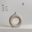 Axyaa Circular Hollow Vase: Donuts Ceramic Flower Vase for Home & Office Decor