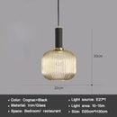 Axyaa Vintage Lantern Chandelier Striped Glass Pendant Lamp for Dining Room