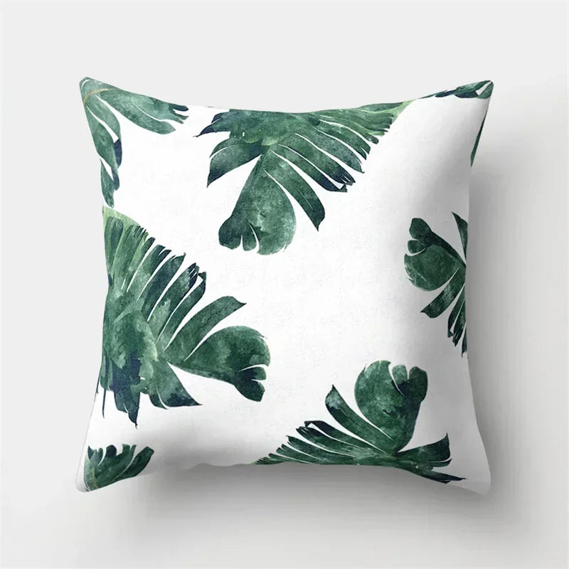 Axyaa Tropical Plant Green Leaves Cactus Pillowcase Living Room Sofa Cushion Cover