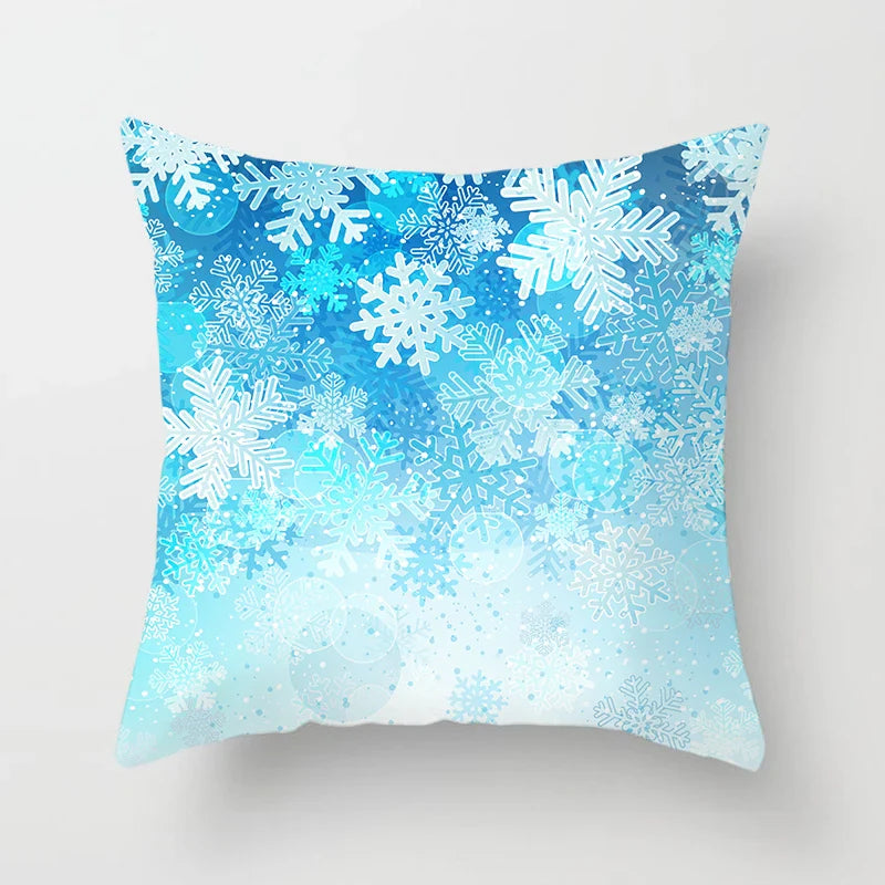 Blue Winter Snowflake Pillowcase for Stylish Christmas Decor by Axyaa