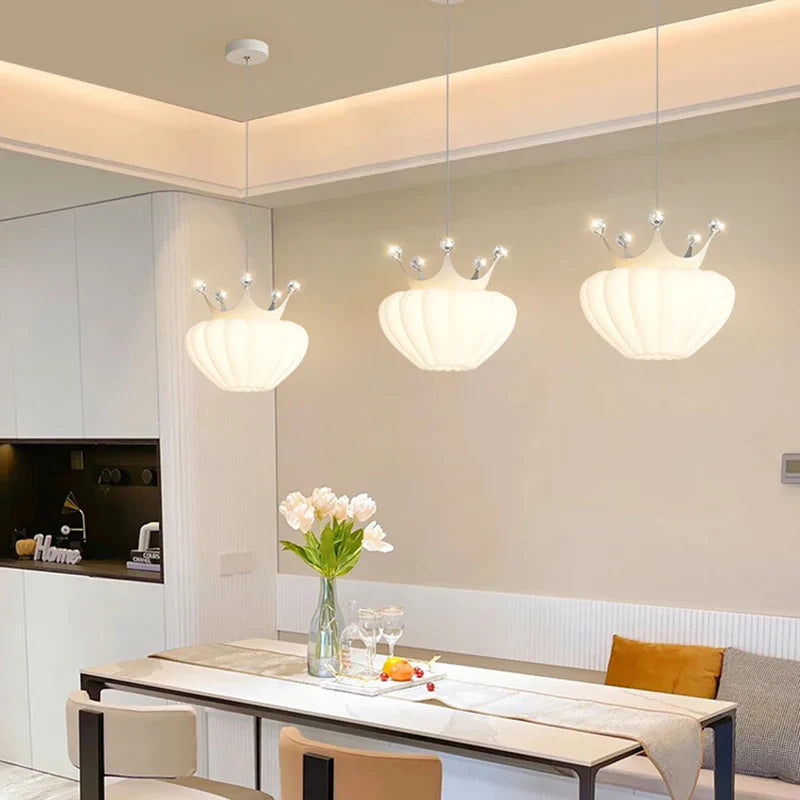 Axyaa White Cloud Crown Pendant Lamp: Luxury Lighting for Children's Bedroom, Living Room & Dining Room