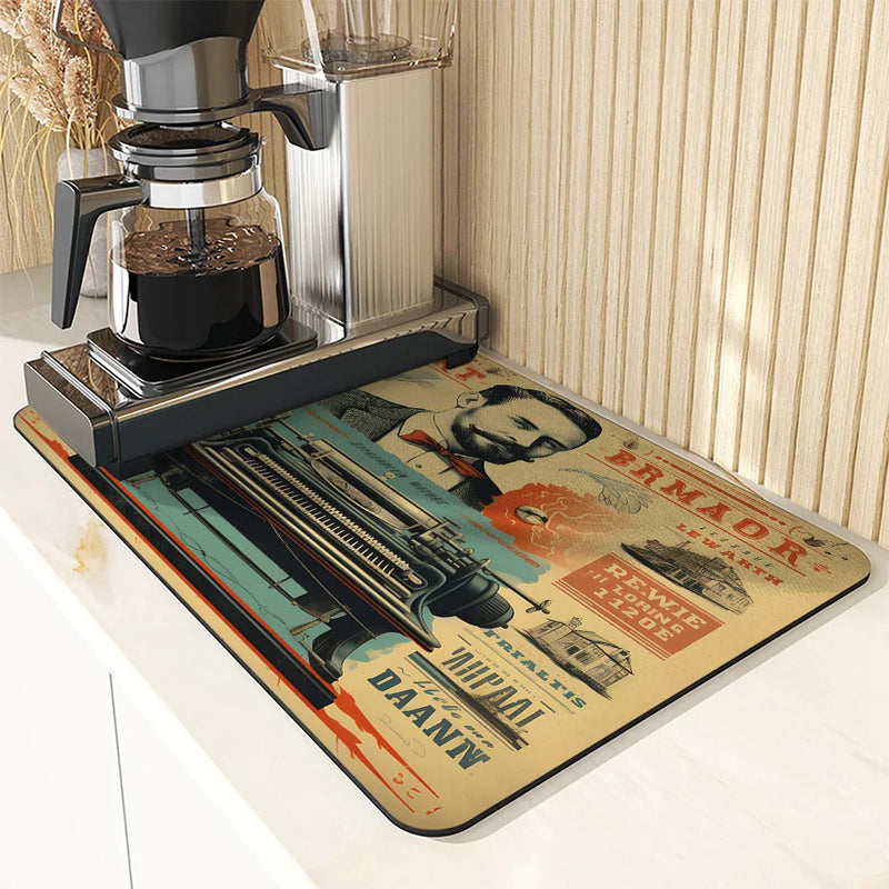 Axyaa Square Coffee Table Drain Pad - Absorbent & Anti-Slip Kitchen Mat