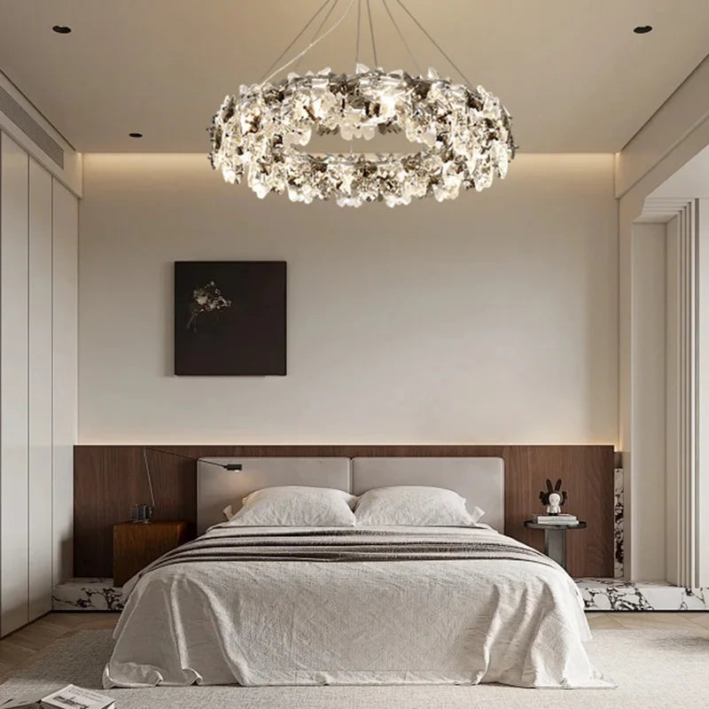 Axyaa Circle Butterfly Crystal LED Pendant Lights - Modern Minimalist Luxury Lighting