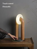 Axyaa Solid Wood Table Lamps Dimmable Touch Control LED Lighting for Indoor Decor