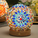 Axyaa LED Stained Glass Desk Lamp - Bohemian Style Warm Dimming, USB Power