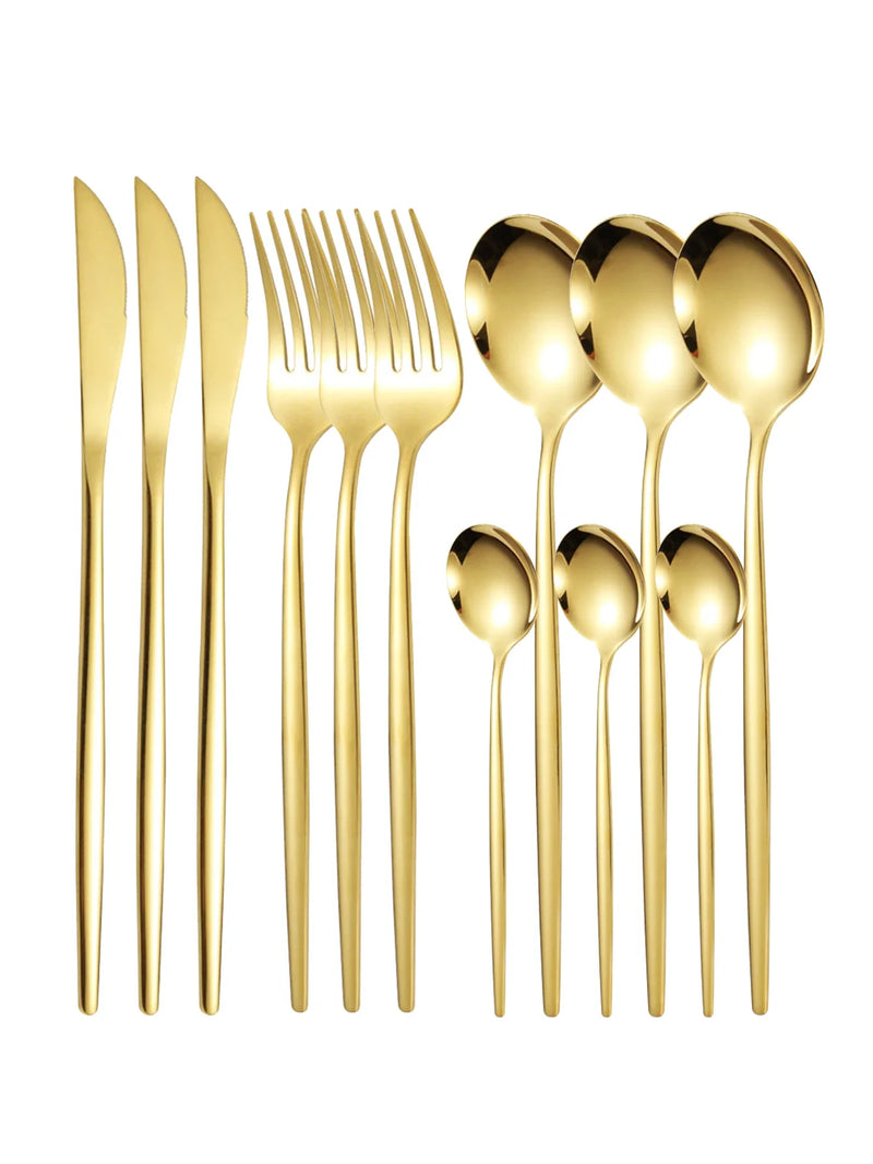 Axyaa 12pc Stainless Steel Cutlery Set - Knife, Fork, Spoon