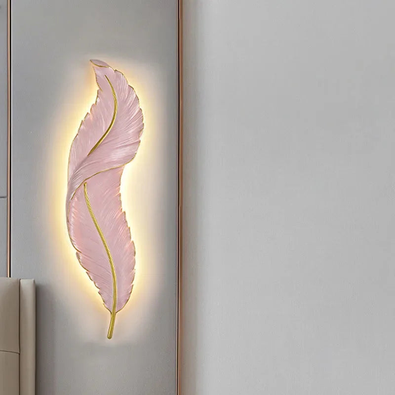 LED Feather Wall Lamp Living Room Hotel Bedroom Sconces Axya Lighting Luster