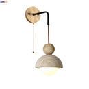 Axyaa LED Wall Sconce Lamp, Nordic Modern Design, Adjustable Yellow Travertine Light for Living Room