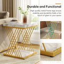 Axyaa Square White Gold 2-Tier Side Table - Modern Bedside & End Table