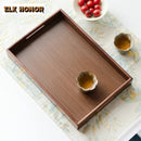 Axyaa Walnut Wooden Serving Trays - Rectangular Multipurpose Tea Coffee Breakfast Trays