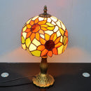 Axyaa Sunflower Stained Glass Tiffany Lamp with Brass Finish Metal Base