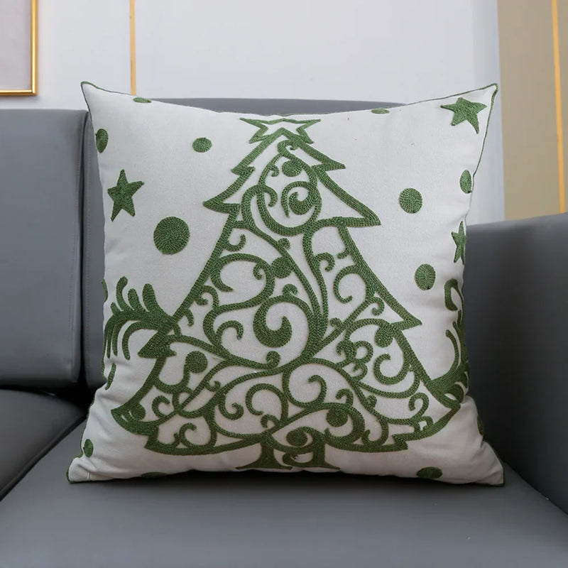 Axyaa Christmas Embroidered Cushion Cover Set - Festive Holiday Decor