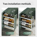 Axyaa 2-Layer Seasoning Storage Pull-Out Rack - Aluminum Alloy Organizer