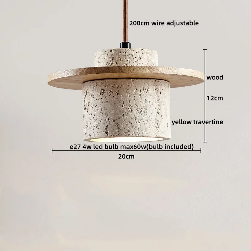 Axyaa Yellow Travertine LED Pendant Lights for Modern Living Spaces