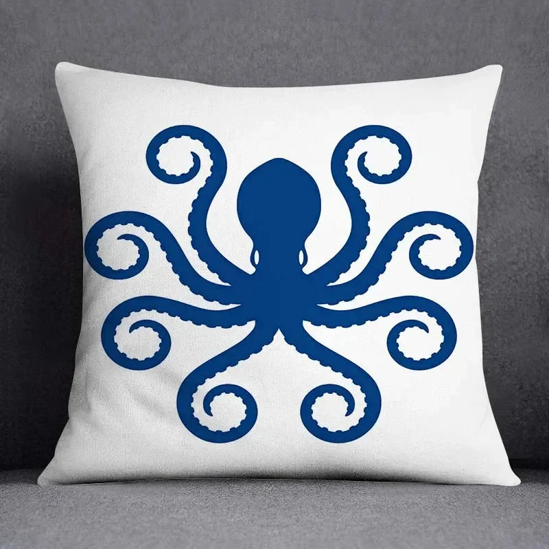 Axyaa Blue Mermaid Sailor Marines Polyester Pillowcase Home Office Decor