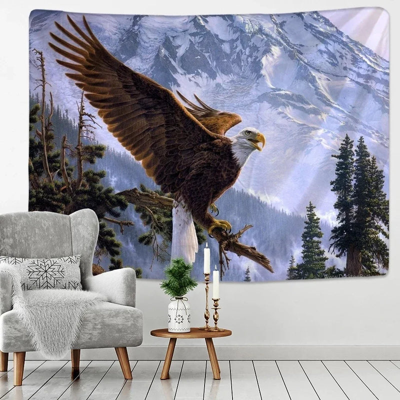 Eagle Sunset Sky Full Wall Tapestry Psychedelic Cloth Rug Home Decor Hanging - Axyaa