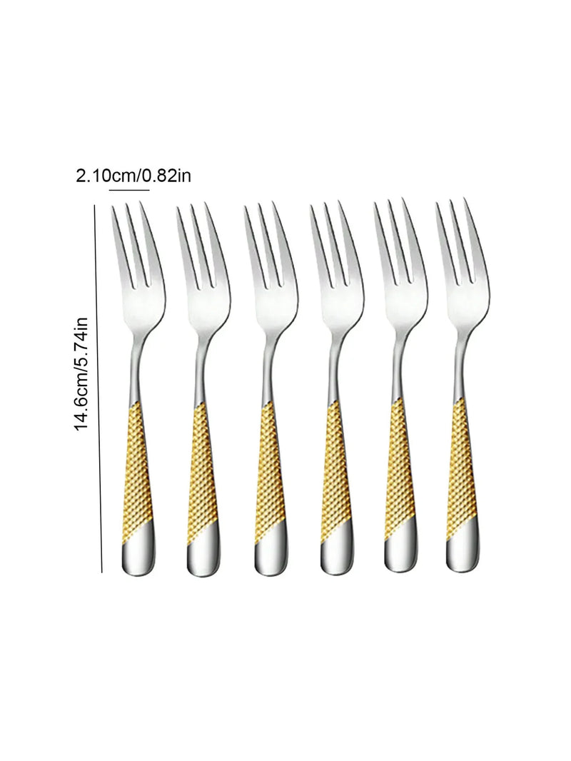 Axyaa Stainless Steel Star Drill Cutlery Set - 30pc Knife, Fork & Spoon Dining Set