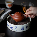 Axyaa Bamboo Ceramic Teapot Tray Set for Zen Kung Fu Tea Ceremony