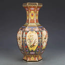 Axyaa Hexagonal Ceramic Enamel Porcelain Antique Entrance Vase