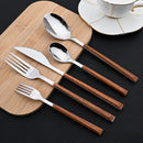 Axyaa Stainless Steel Wooden Handle Cutlery Set - 30 Pieces