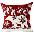 Axyaa Christmas Snowflake Red Bear Linen Pillow Cover 45x45 Square