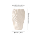 Axyaa Irregular Wavy Patterns Ceramic Vase White Pot Home Decoration