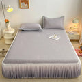 Axyaa Ice Silk Bedspread Set: Summer Bed Skirt with Lace Details