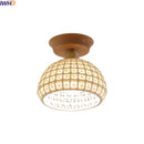 Axyaa Copper Wood LED Ceiling Lamp; Modern Ceramic Living Room Lighting Fixtures