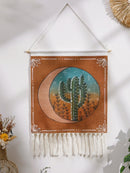 Boho Moon Phase Cactus Tapestry by Axyaa for Aesthetic Room Decor
