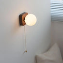 Axyaa Spherical Glass Walnut Wood LED Wall Lamp for Living Room Decor & Bathroom Mirror