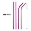 Axyaa Stainless Steel Straw Set - Reusable, High Quality, Colorful, with Cleaner Brush