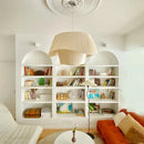 Axyaa Cream Pleated Fabric LED Pendant Lights - Minimalist Design for Home Decor