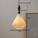 Axyaa Nordic LED Pendant Lights Ceramic Wood Hanging Lamp for Home Decor