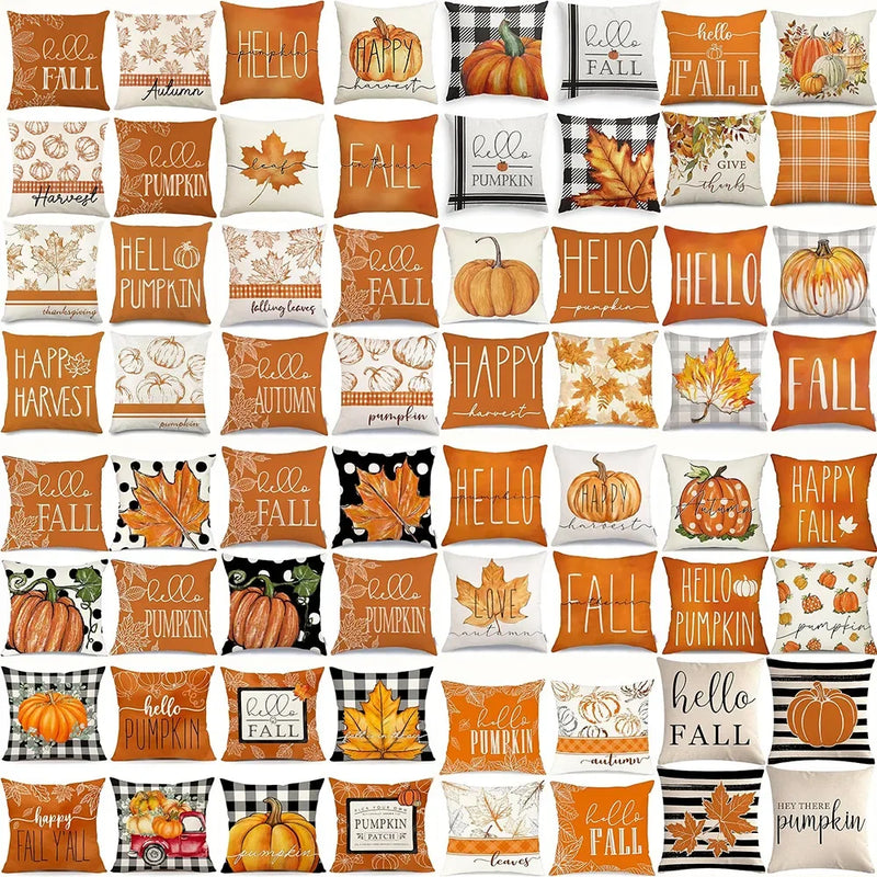 Axyaa Buffalo Check Print Linen Pillow Cover 45x45 for Fall Thanksgiving Decor