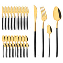 Axyaa Gold Stainless Steel Cutlery Set - 40Pcs Western Dinnerware Tableware Set