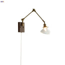 Axyaa Brass Swing Arms LED Wall Light Fixture Glass Stair Lamp