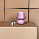Axyaa Striped Glass Mushroom Table Lamp for Bedroom Decoration and Reading Lighting