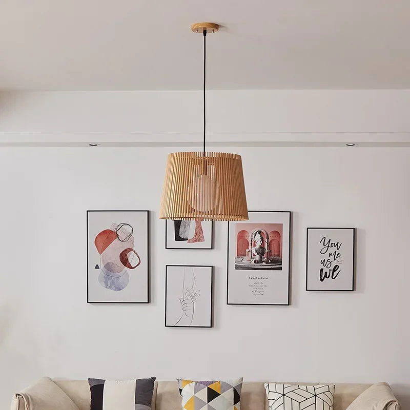 Axyaa Bamboo Chandelier: Nordic Style Ceiling Light for Home Decor