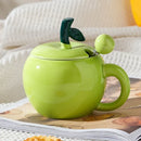 Axyaa Apple Ceramic Coffee Cup Set for Couples - Creative Christmas Gift