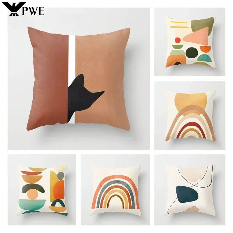 Pink Brown Geometric Pillows Case 45*45cm - Axyaa Decorative Cushions Cover