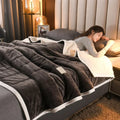 Axyaa Coral Fleece 3-Layer Thicken Blanket Quilt - Soft & Warm Winter Bedding