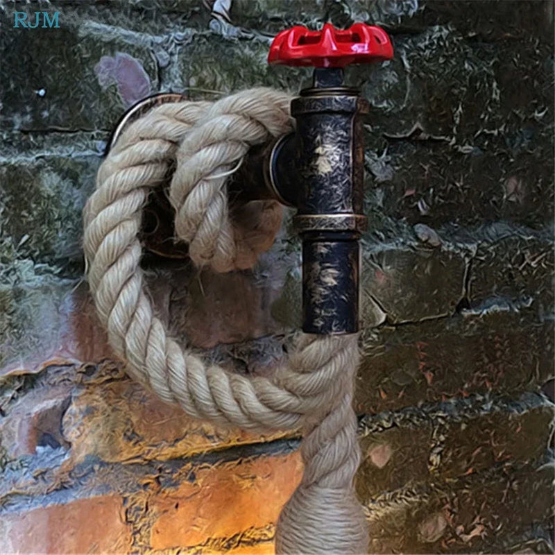 Axyaa Retro Industrial Hemp Rope Edison Wall Lamps for Gallery Stairs Restaurant