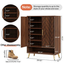 Axyaa 6-Tier Walnut Shoe Storage Cabinet with Doors and Adjustable Shelves