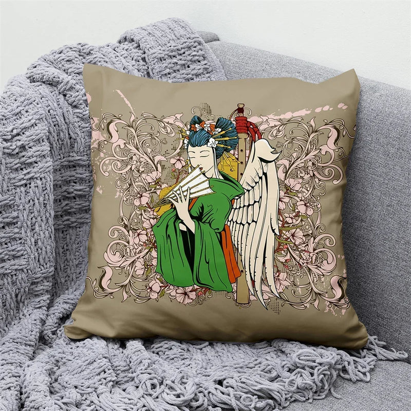 Axyaa Lucky Cat Japanese Style Sofa Bed Pillow Cover: Mount Fuji Japanese Art