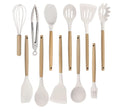 Axyaa Silicone Kitchen Utensils Set with Wooden Handle - Cooking Tools & Egg Beaters
