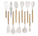 Axyaa Silicone Kitchen Utensils Set with Wooden Handle - Cooking Tools & Egg Beaters