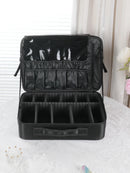 Axyaa Travel Makeup Train Case with Adjustable Dividers and Shoulder Strap